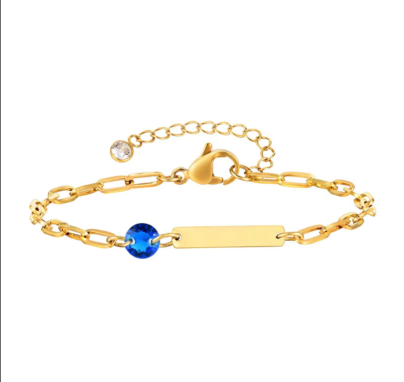 Tennis Engraveable Blue beed Bracelet