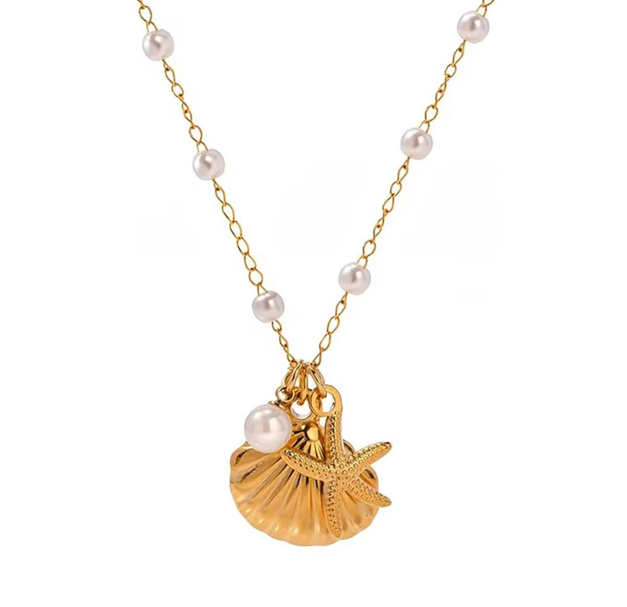 Summer pearl starfish necklace