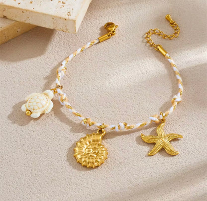 Golden rope sea charm bracelet