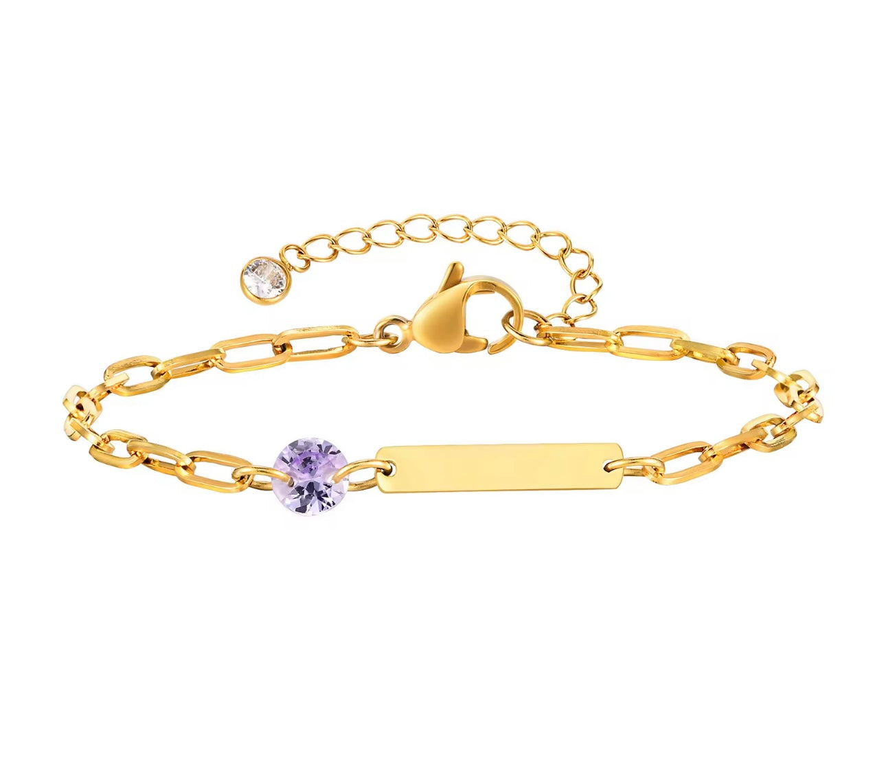 Tennis Engraveable Purple beed Bracelet
