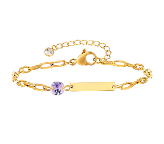 Tennis Engraveable Purple beed Bracelet