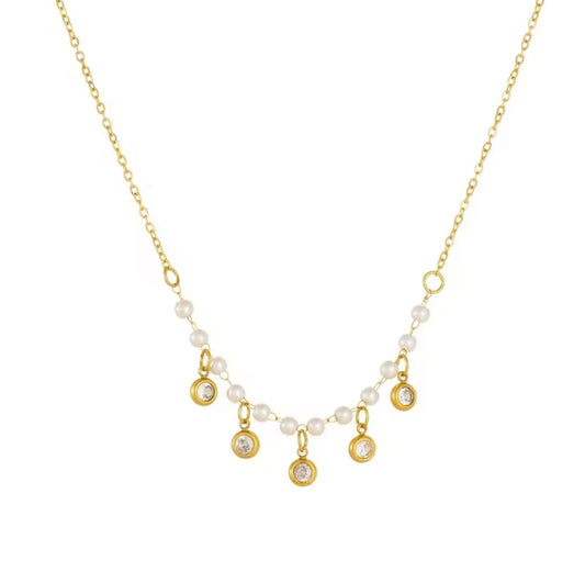 Pearl diamond necklace