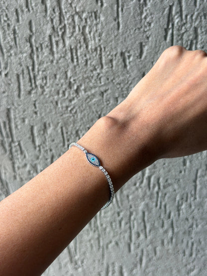 Silver Evil eye tennis bracelet