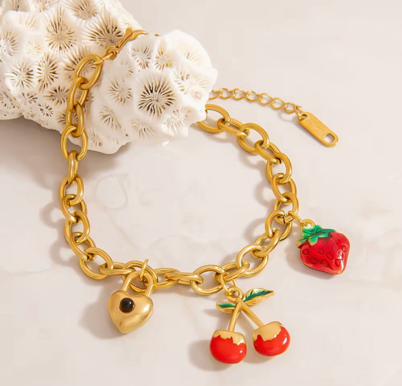 Cherry charm bracelet
