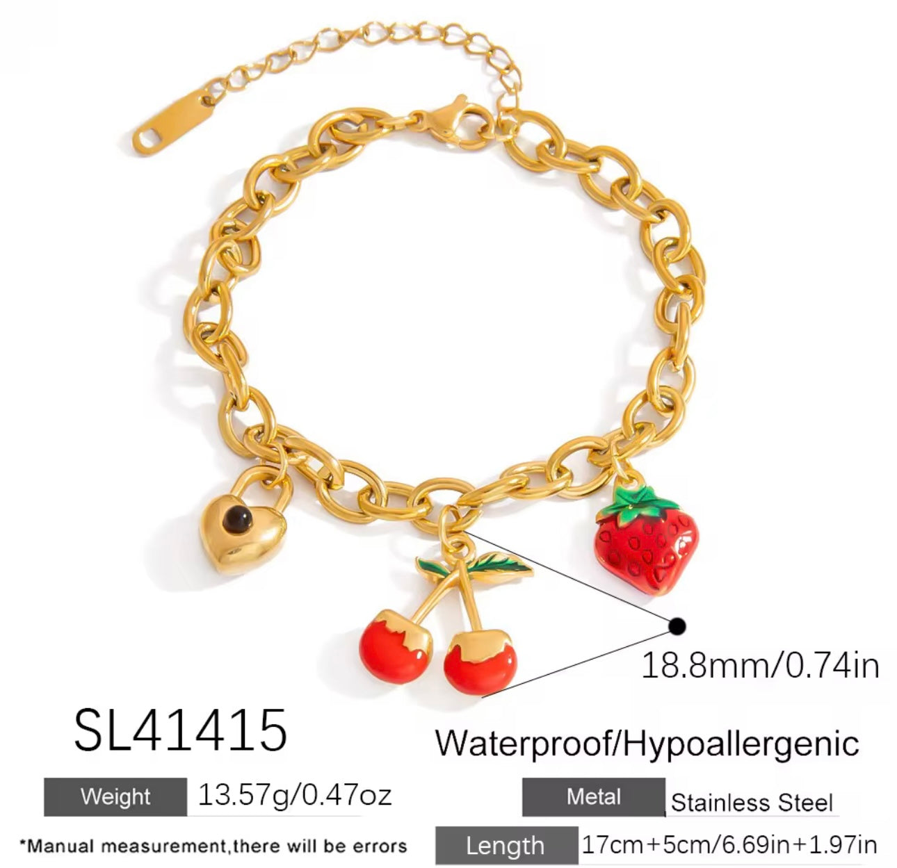 Cherry charm bracelet