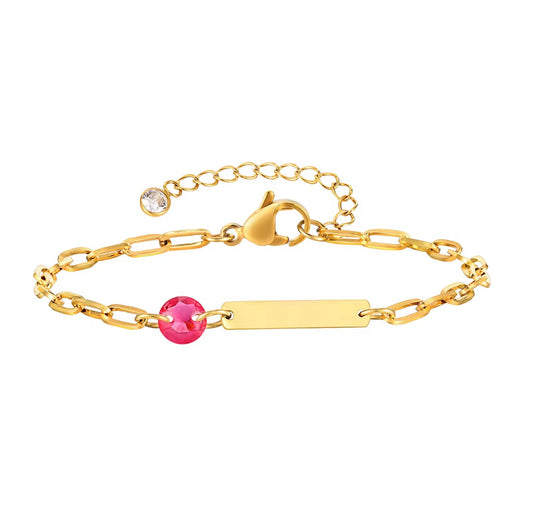Tennis Engraveable Pink Silver Bracelet