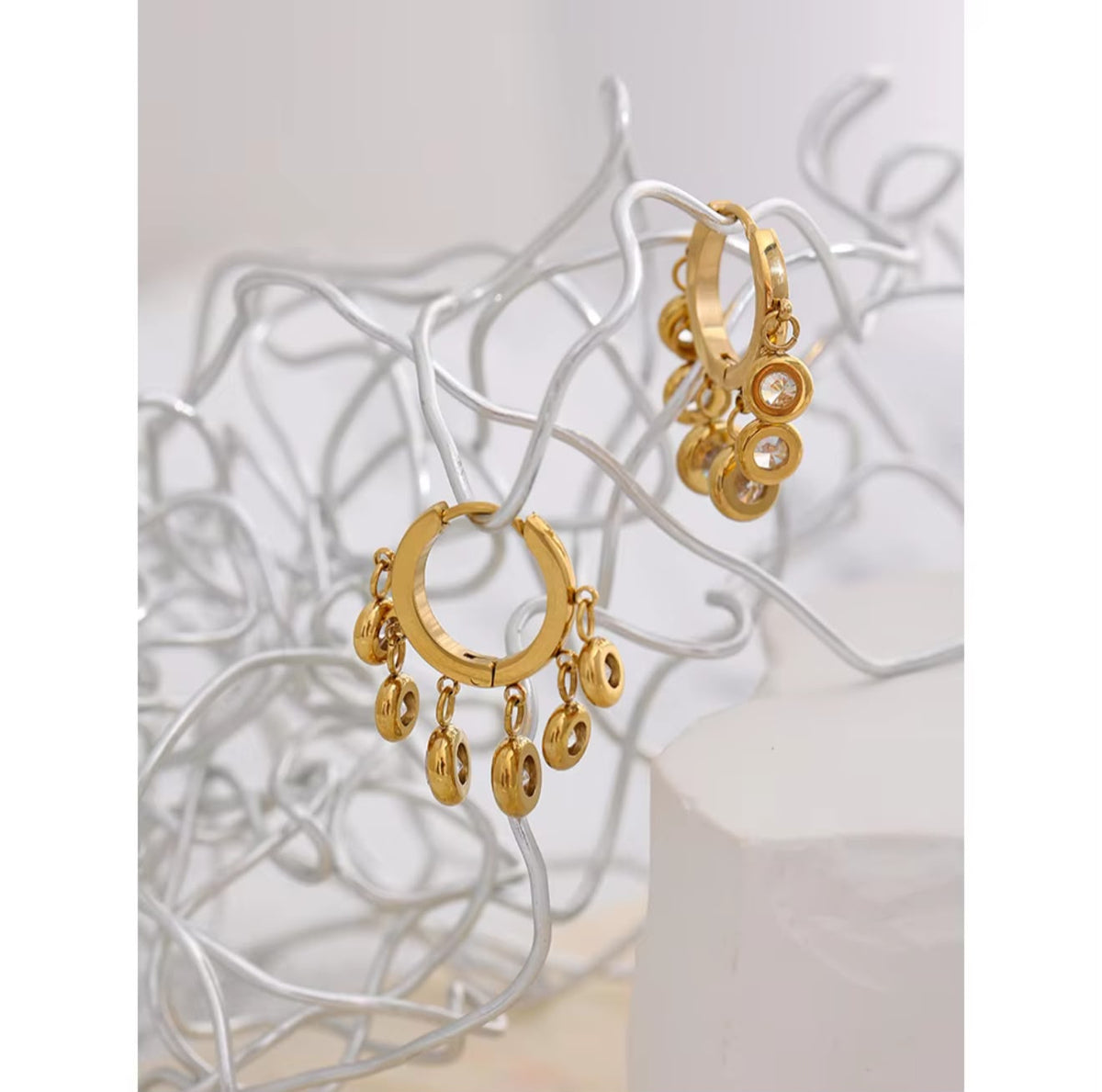 Dangling White stone earrings