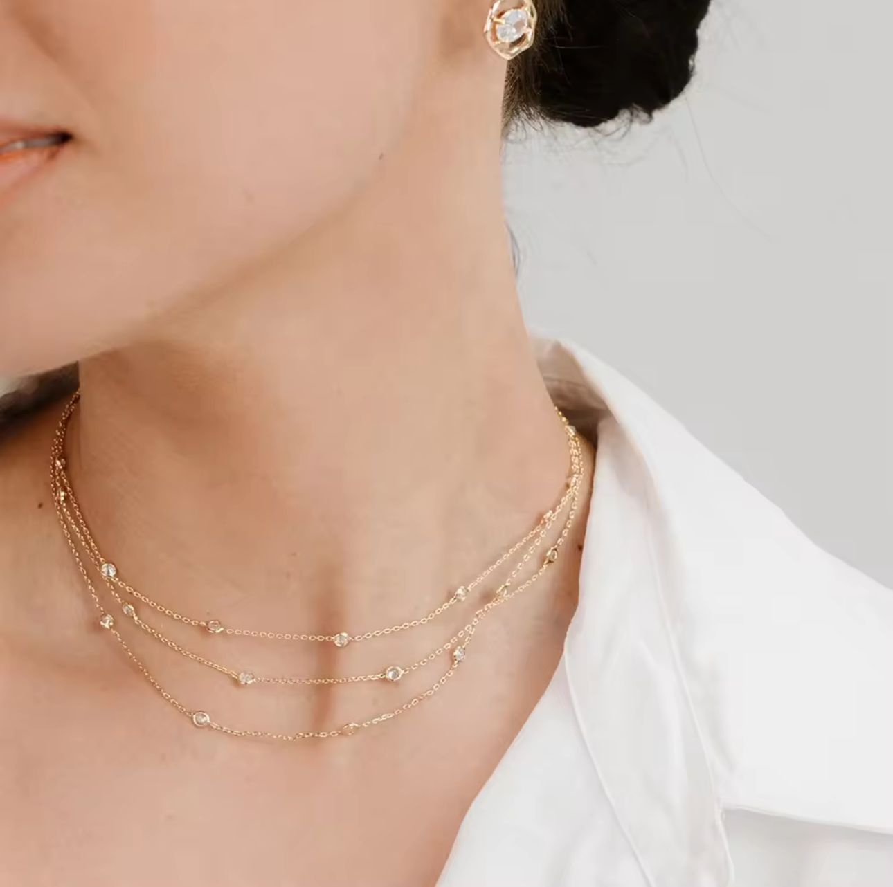 Triple layered diamond Necklace