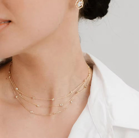 Triple layered diamond Necklace