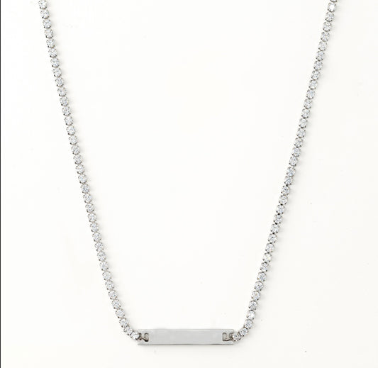 Tennis Engraveable Silver Necklace