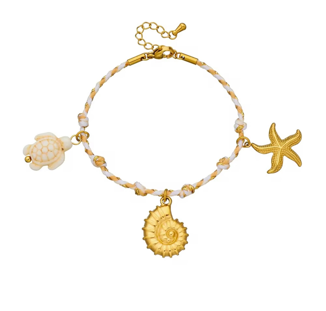 Golden rope sea charm bracelet