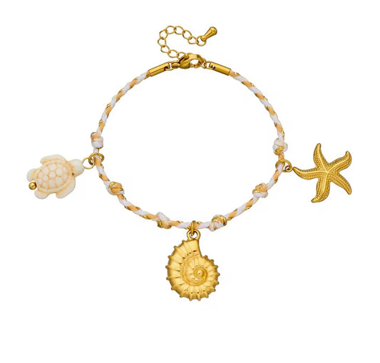 Golden rope sea charm bracelet