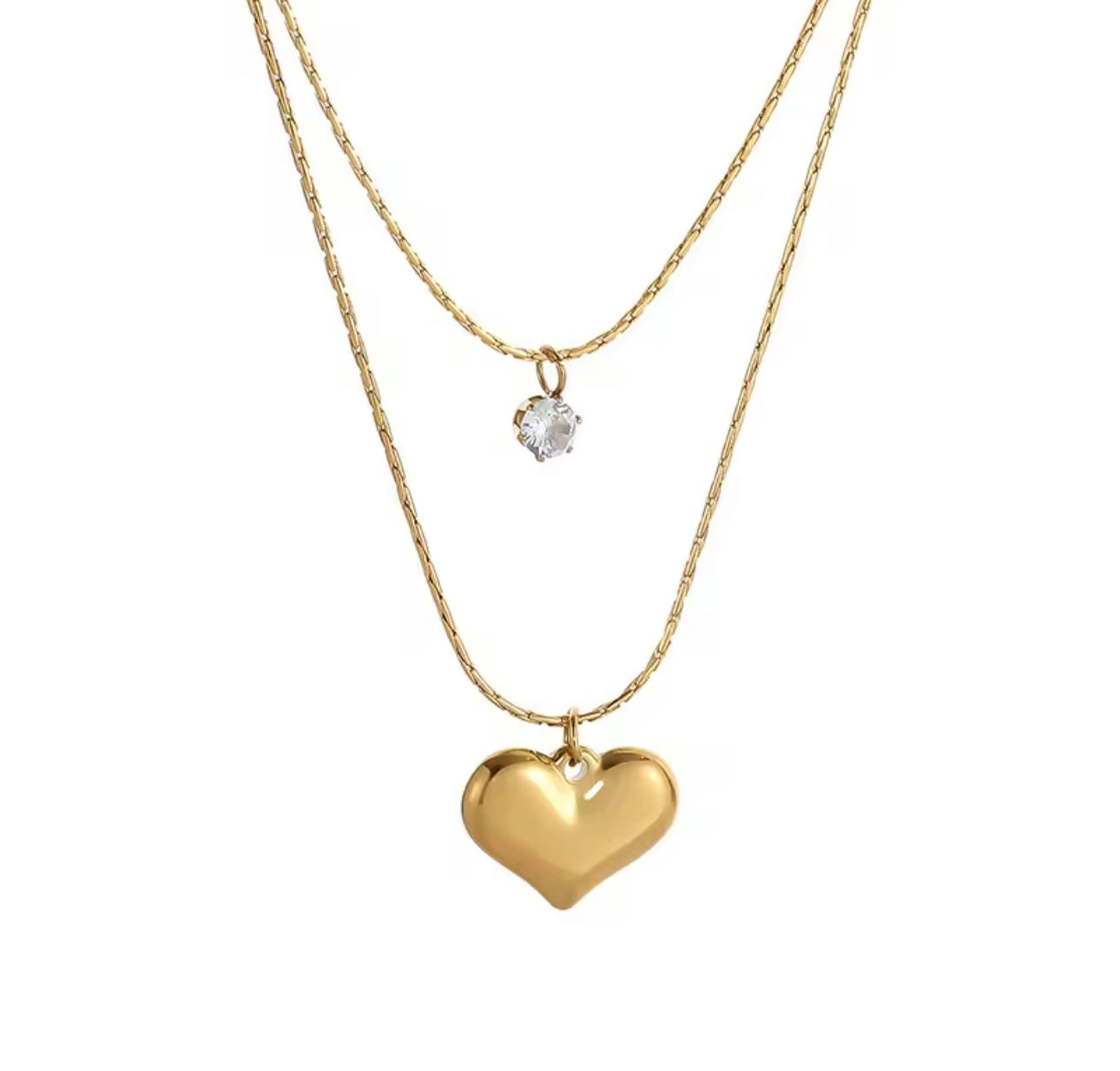 Heart Double layered 18k gold plated zircon