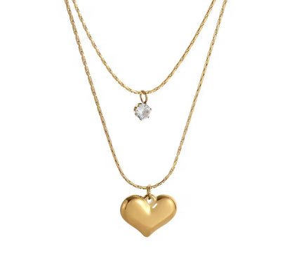 Heart Double layered 18k gold plated zircon