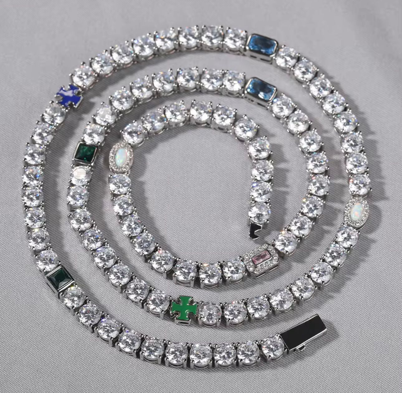 Mens Tennis Gemstone Chain