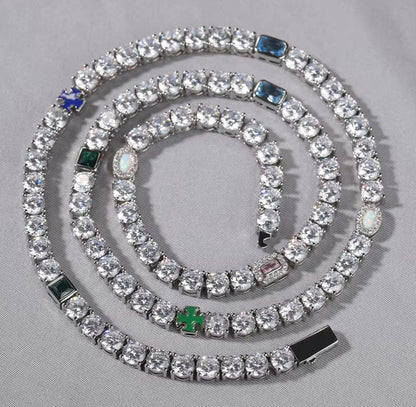 Mens Tennis Gemstone Chain