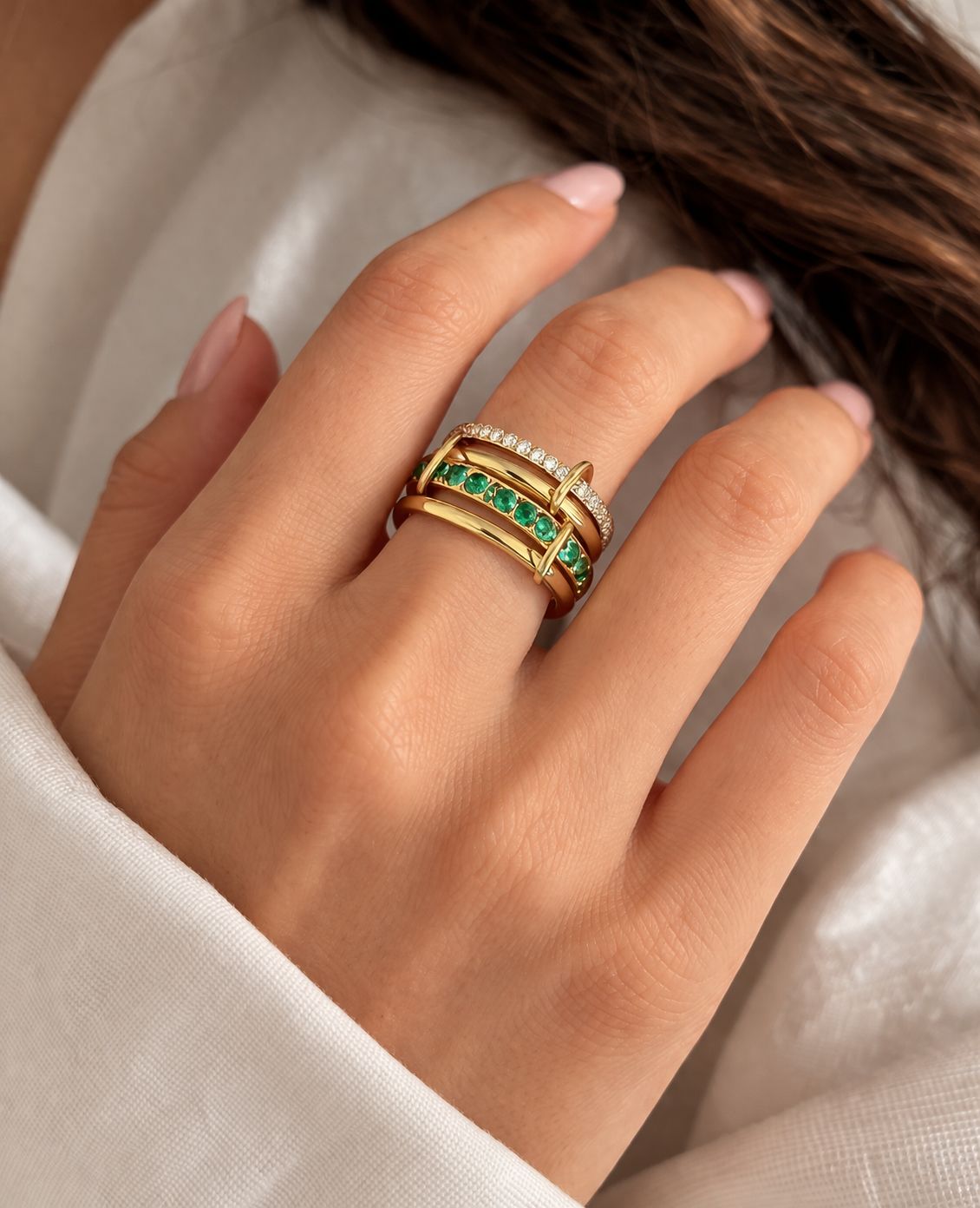 Manhattan dual tone stacked ring