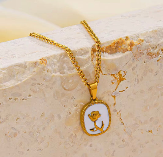 18K gold plated crystal rose necklace