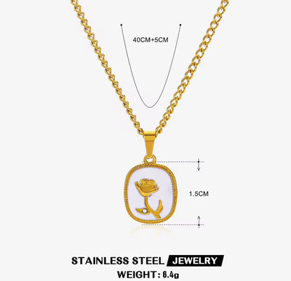 18K gold plated crystal rose necklace