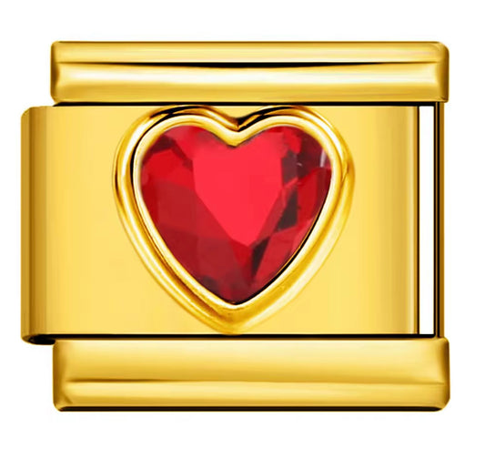 Stone Heart Charm (gold/red)