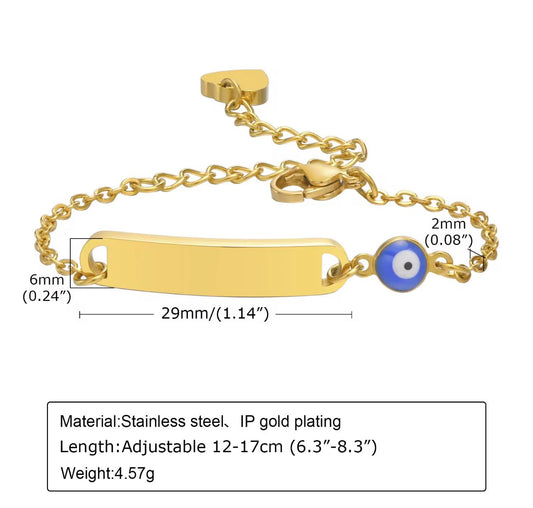 Engraveable evil eye bracelet