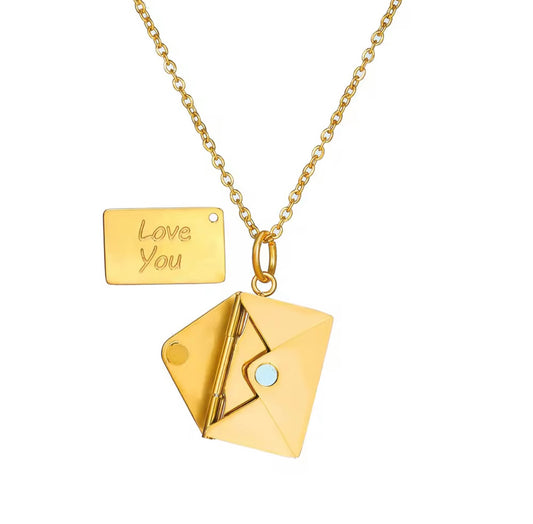 Envelope love you necklace