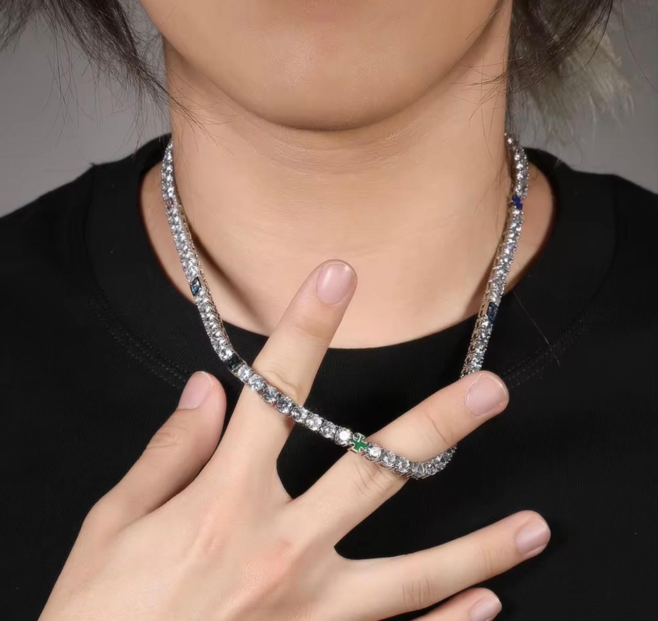 Mens Tennis Gemstone Chain