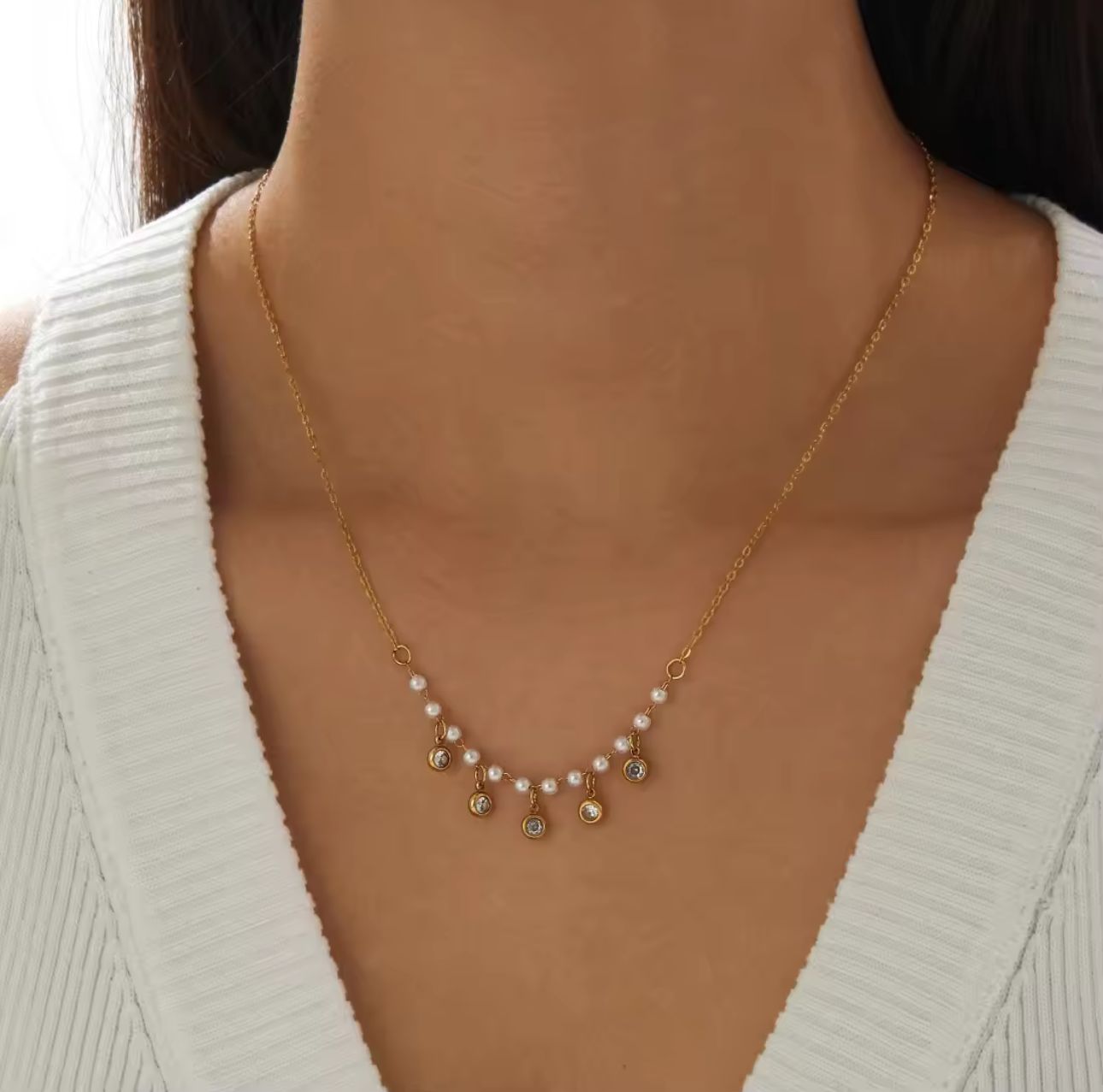Pearl diamond necklace