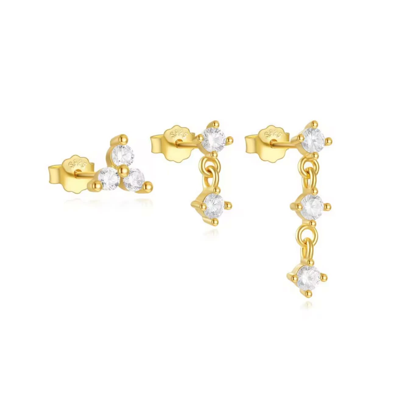 Mira Earrings set of 3 pairs